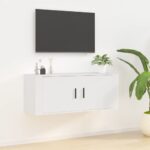 Chic White Floating TV Stand Wall Mount Media Console Storage Organizer Shelf