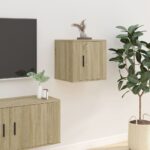 Sleek Sonoma Oak Wall Mounted TV Cabinet Media Storage Space Multifunctional