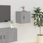 Chic Grey Sonoma Wall Mounted TV Stand Media Storage Cabinet Multifunctional