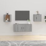 Chic Grey Sonoma Wall Mounted TV Cabinets Set of Two - Spacious & Versatile