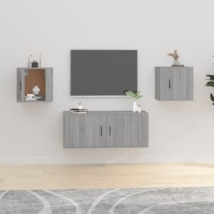 Chic Grey Sonoma Wall Mounted TV Cabinets Set of Two - Spacious & Versatile