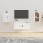 Chic White Wall Mounted TV Media Cabinets Set of 2 - Versatile Storage Units