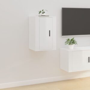 High Gloss White Wall Mounted TV Cabinet Media Unit with Storage Space