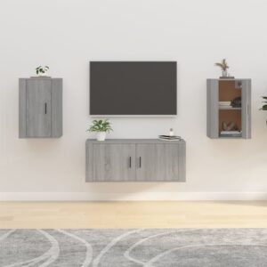 Chic Grey Sonoma Wall Mounted TV Cabinets Set of Two - Spacious & Versatile