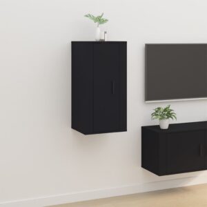 Chic Black Wall Mounted TV Stand Media Cabinet with Storage Compartments