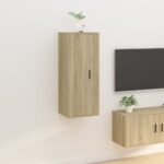 Sleek Sonoma Oak Wall Mounted TV Cabinet Media Storage Space-Saving Unit