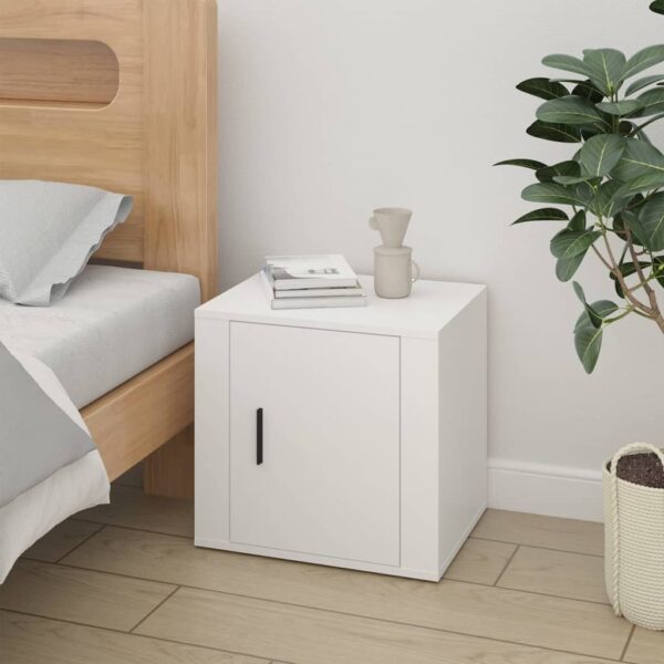 Elegant White Bedside Cabinet Chic Nightstand with Storage Modern Bedroom Table