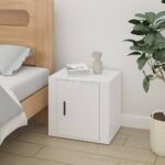 Elegant High Gloss White Bedside Cabinet Chic Engineered Wood Storage Nightstand