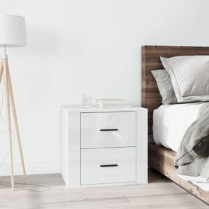 Elegant High Gloss White Bedside Cabinet Chic Engineered Wood Storage Nightstand