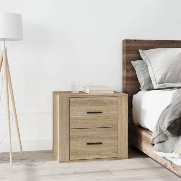 Elegant Sonoma Oak Bedside Cabinet - Engineered Wood Nightstand with Storage