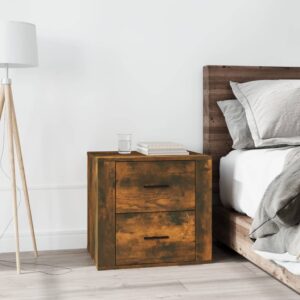 Elegant Smoked Oak Bedside Cabinet Chic Nightstand with Storage Organizer