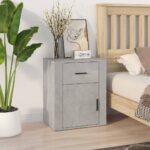 Bedside Cabinet Concrete Grey 50x36x60 cm Engineered Wood