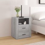 Chic Grey Sonoma Bedside Cabinet Engineered Wood with Storage Drawers