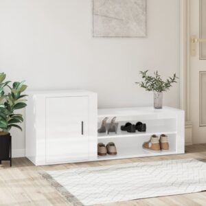 High Gloss White Shoe Cabinet Engineered Wood Ample Storage Space Dust-Free