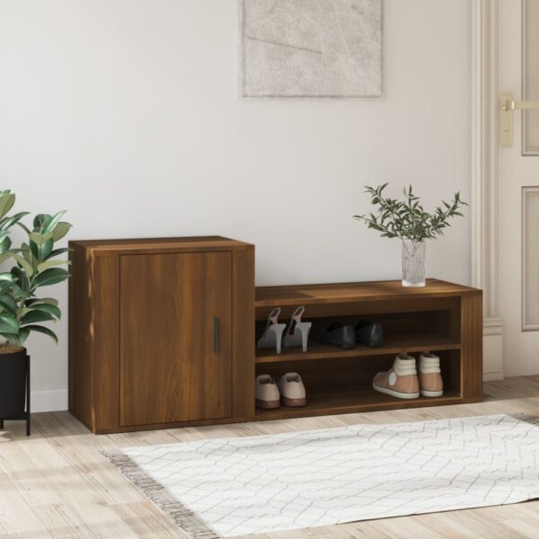 Shoe Cabinet Brown Oak 130x35x54 cm Engineered Wood