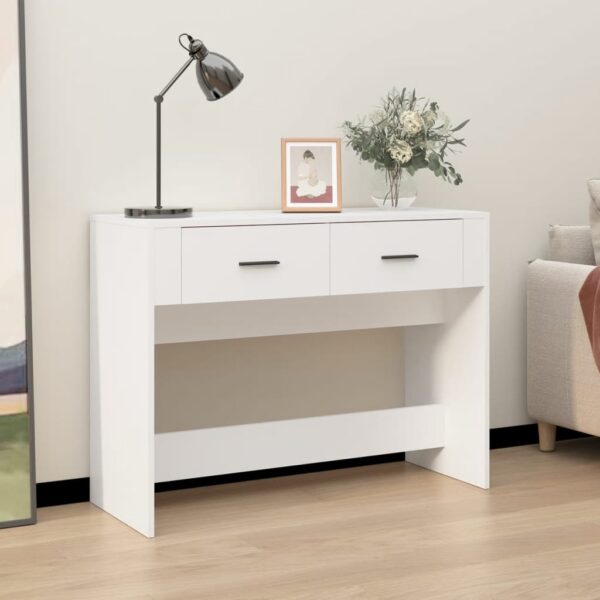 Chic White Console Table with Drawers Modern Entryway Hallway Storage Organizer