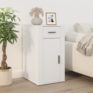 White Engineered Wood Desk Cabinet with Drawer and Storage Space