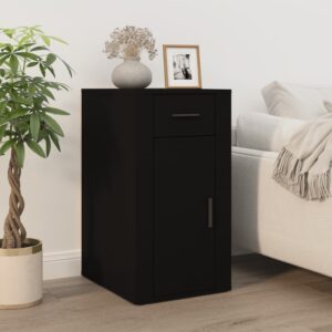 Chic Black Engineered Wood Desk Cabinet with Drawer and Storage Space