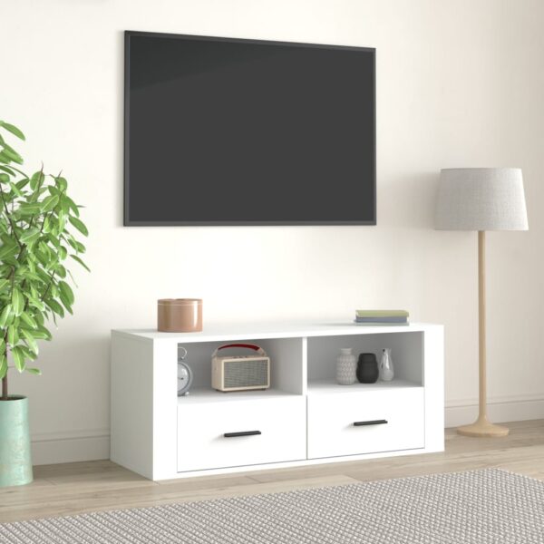 Chic White TV Stand Media Console Storage Cabinet Engineered Wood Modern Design