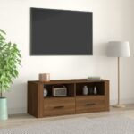 Classic Brown Oak TV Stand Media Console Storage Cabinet Engineered Wood Chic