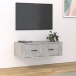 Wall-Mounted Engineered Wood TV Cabinet Concrete Grey with Spacious Drawers