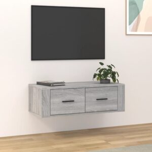 Wall-Mounted Engineered Wood TV Cabinet Grey Sonoma with Spacious Drawers