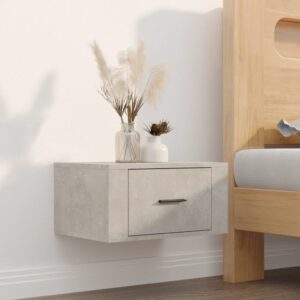 Chic Floating Nightstand Wall Mount Bedside Shelf Storage Cabinet Concrete Grey