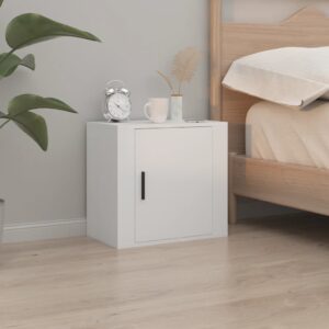 Elegant White Floating Bedside Cabinet Wall-Mounted Storage Chic Modern Design