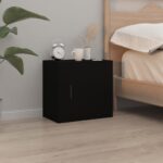 Elegant Black Floating Bedside Cabinet Wall-Mounted Storage Chic Bedroom Decor