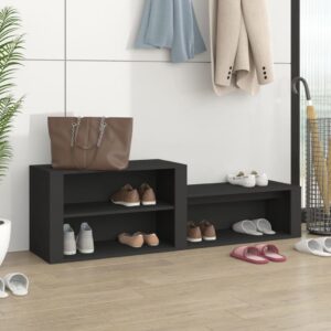 Elegant Black Shoe Cabinet Engineered Wood Storage Organizer with Bench Top