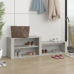 Elegant Engineered Wood Shoe Cabinet Storage Organizer Grey Bench Entryway Decor