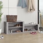 Elegant Grey Sonoma Shoe Storage Cabinet Engineered Wood Spacious Organizer