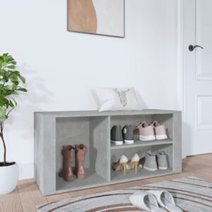 Elegant Grey Shoe Storage Cabinet Engineered Wood Multi-Compartment Organizer