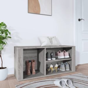 Elegant Grey Sonoma Shoe Storage Cabinet Engineered Wood Spacious Organizer