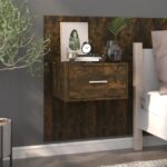 Wall-mounted Bedside Cabinet Smoked Oak