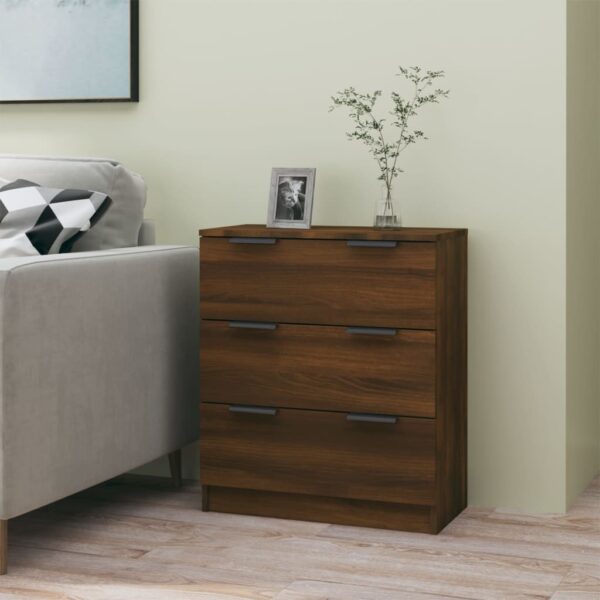 Elegant Brown Oak Sideboard Classic Engineered Wood Storage Cabinet with Drawers