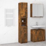 Bathroom Cabinet Smoked Oak 32x34x188.5 cm Engineered Wood