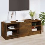 TV Cabinet Smoked Oak 102x35.5x36.5 cm Engineered Wood