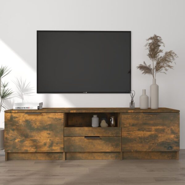 TV Cabinet Smoked Oak 140x35x40 cm Engineered Wood