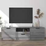 Modern Grey Sonoma TV Stand Cabinet Engineered Wood Media Storage Organizer