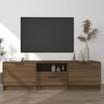 Modern Brown Oak Engineered Wood TV Cabinet with Storage and Sturdy Top