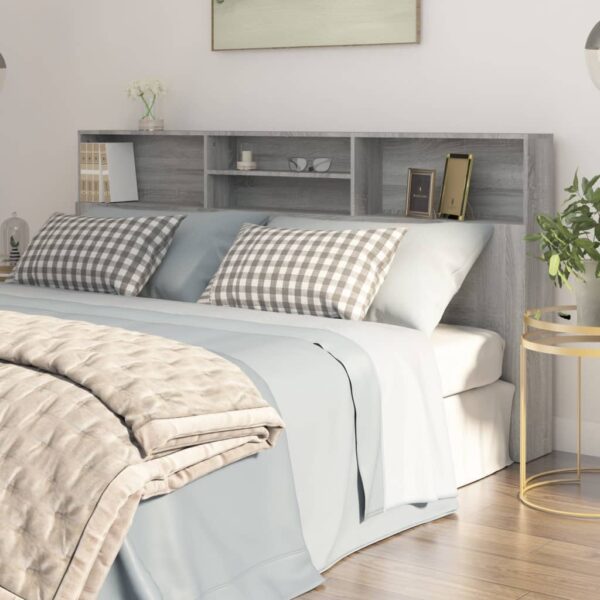 Stylish Grey Sonoma Wall Bed Headboard Cabinet with Extra Storage Compartments