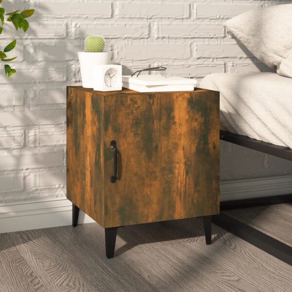 Bedside Cabinet Smoked Oak Engineered Wood