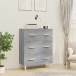 Stylish Grey Sonoma Sideboard Engineered Wood Ample Storage Easy Clean Chic Design