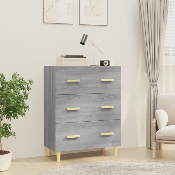 Stylish Grey Sonoma Sideboard Engineered Wood Ample Storage Easy Clean Chic Design