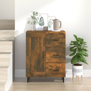 Elegant Smoked Oak Sideboard Cabinet Storage Organizer with Shelves