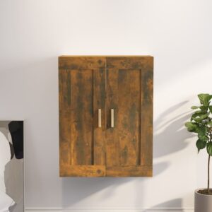 Chic Smoked Oak Wall Cabinet Floating Storage Shelf Versatile Engineered Wood