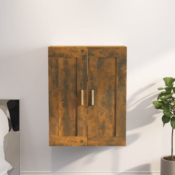 Chic Smoked Oak Wall Cabinet Floating Storage Shelf Versatile Engineered Wood