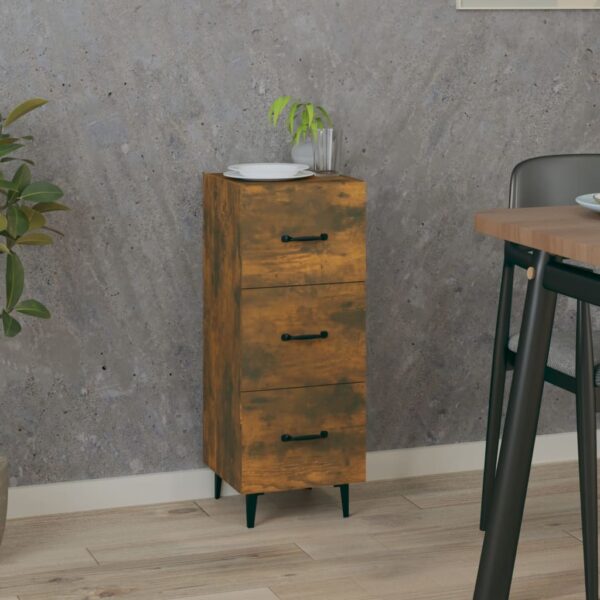 Elegant Smoked Oak Sideboard Engineered Wood Spacious Storage Sturdy Cabinet