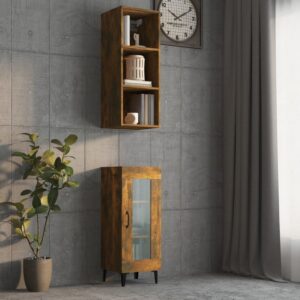 Wall Cabinet Smoked Oak 34.5x32.5x90 cm Engineered Wood